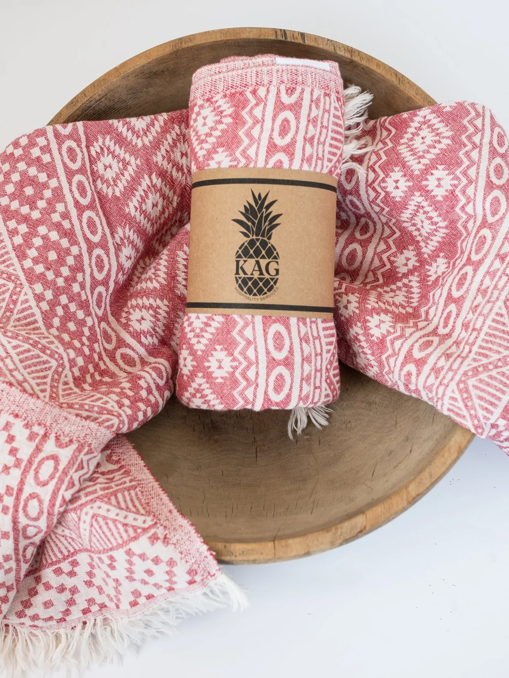 Red Geometric Turkish-Style Throw Blanket